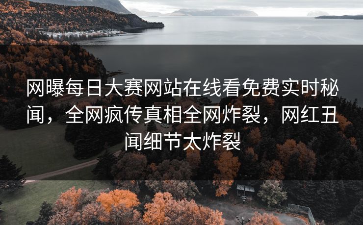 网曝每日大赛网站在线看免费实时秘闻，全网疯传真相全网炸裂，网红丑闻细节太炸裂