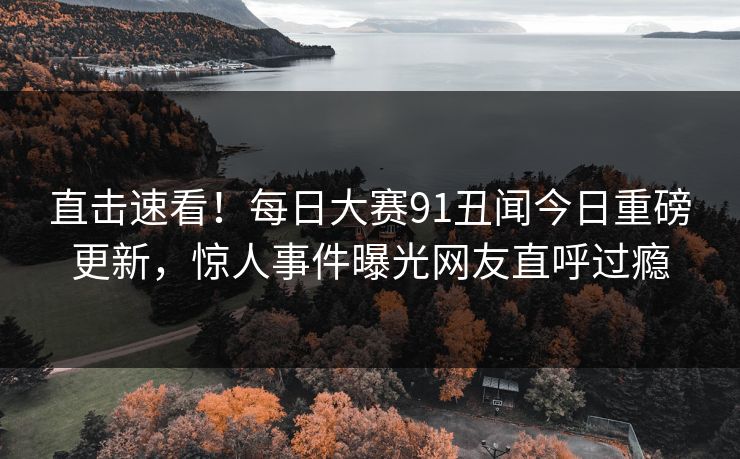 直击速看！每日大赛91丑闻今日重磅更新，惊人事件曝光网友直呼过瘾