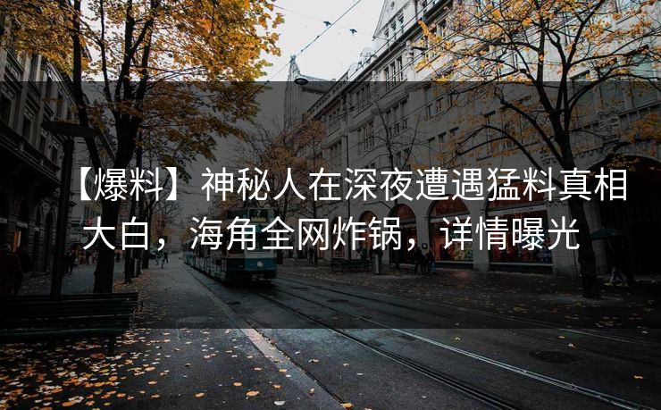 【爆料】神秘人在深夜遭遇猛料真相大白，海角全网炸锅，详情曝光