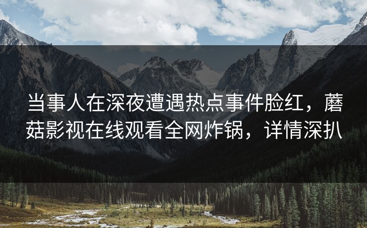 当事人在深夜遭遇热点事件脸红,蘑菇影视在线观看全网炸锅,详情深扒