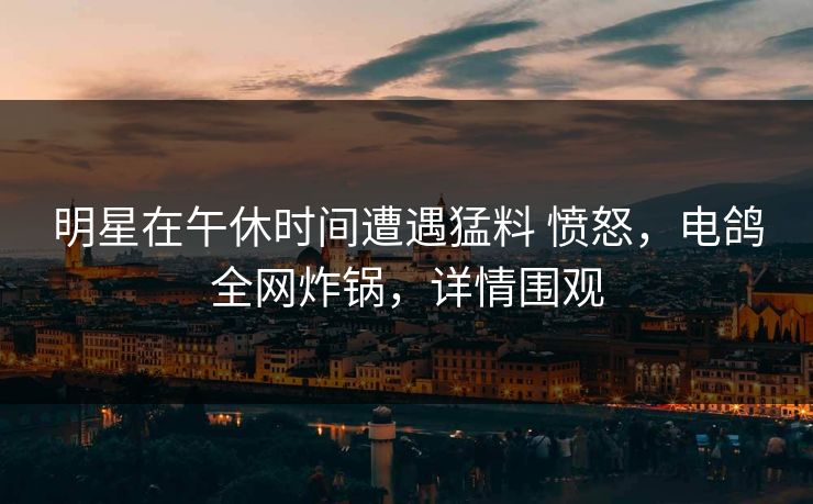 明星在午休时间遭遇猛料 愤怒，电鸽全网炸锅，详情围观