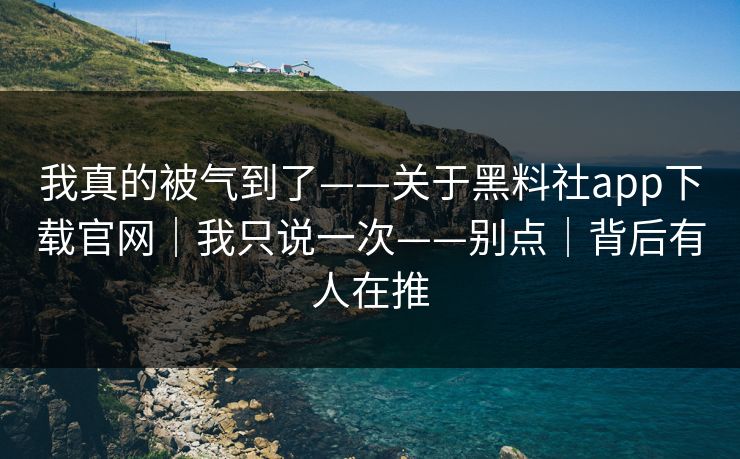 我真的被气到了——关于黑料社app下载官网｜我只说一次——别点｜背后有人在推